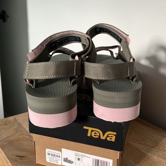 Teva Olive Green and Pink Sandals - Picture 7 of 8
